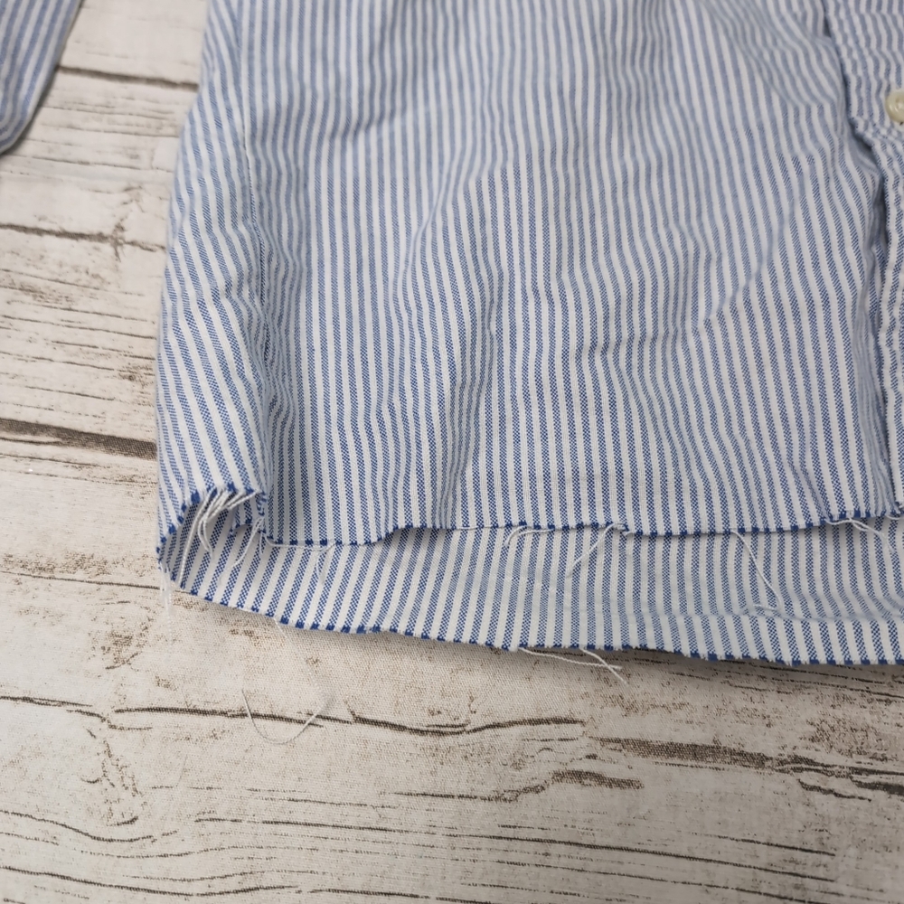 VTG Polo Ralph Lauren Made In Canada Raw Hem Striped Button Up Shirt Small Pony - Picture 2 of 7